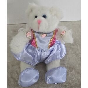 Bear Works Teddy Bear 12" White Purple Dress Shabby Chic 2008